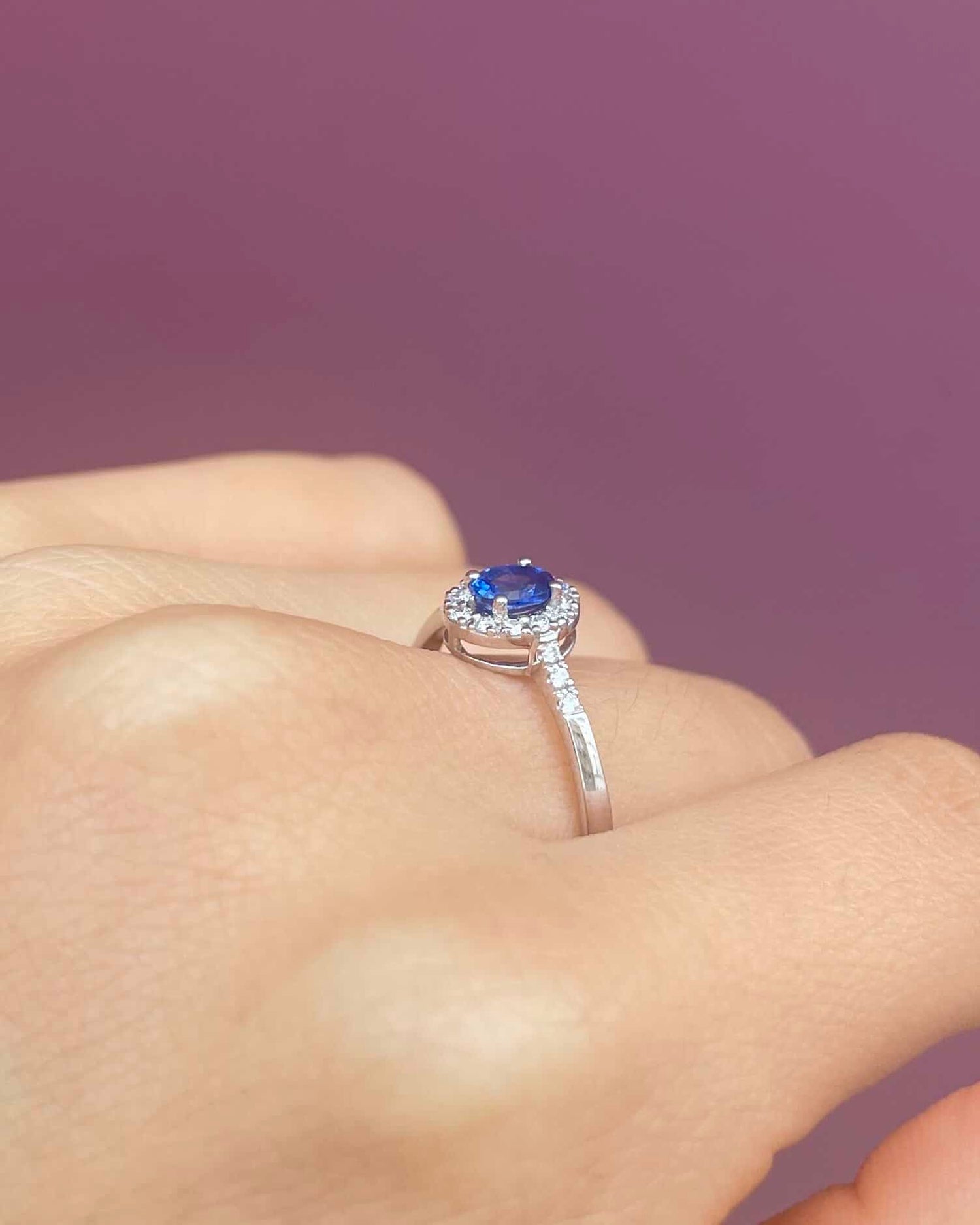 &quot;Arielle&quot; Sapphire &amp;amp; 18 Diamond Daisy Ring