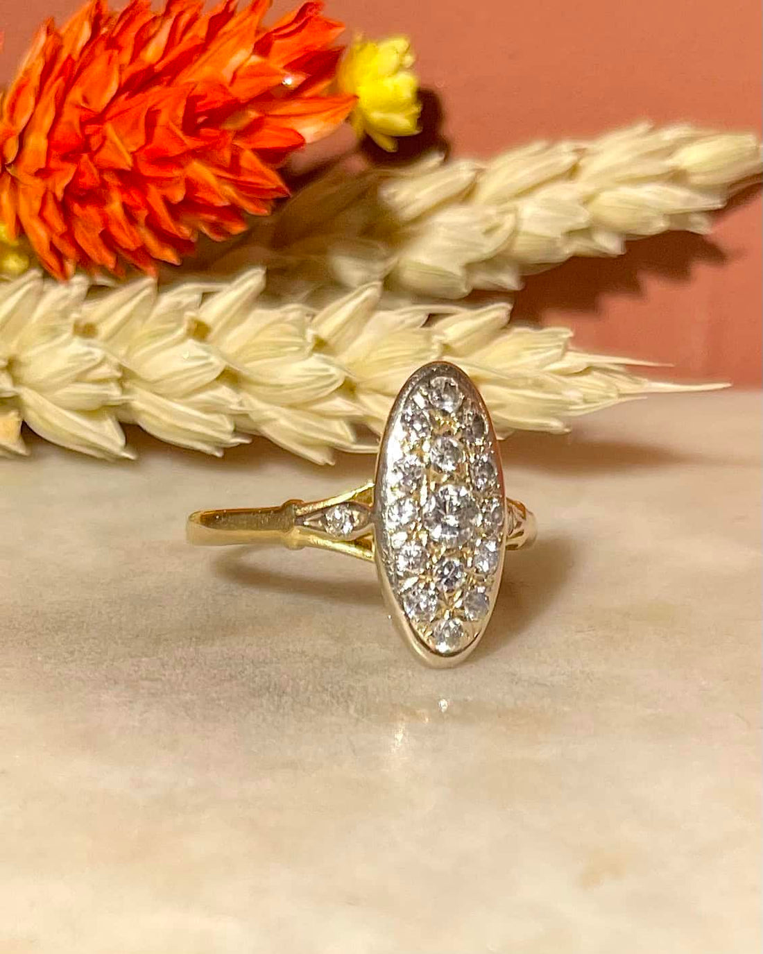 Bague Marquise Or et 17 Diamants &quot;Monica&quot;