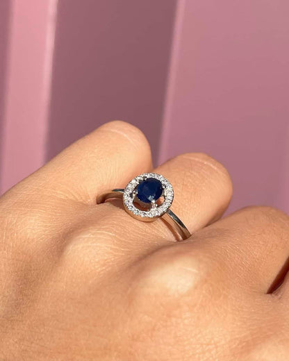 Bague Style Art-Déco Saphir &amp; Diamants &quot;Imahé&quot;