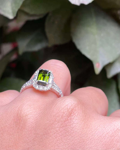 Bague Style Art-Déco Tourmaline 1.47 carat &amp; 42 Diamants &quot;Valeria&quot;