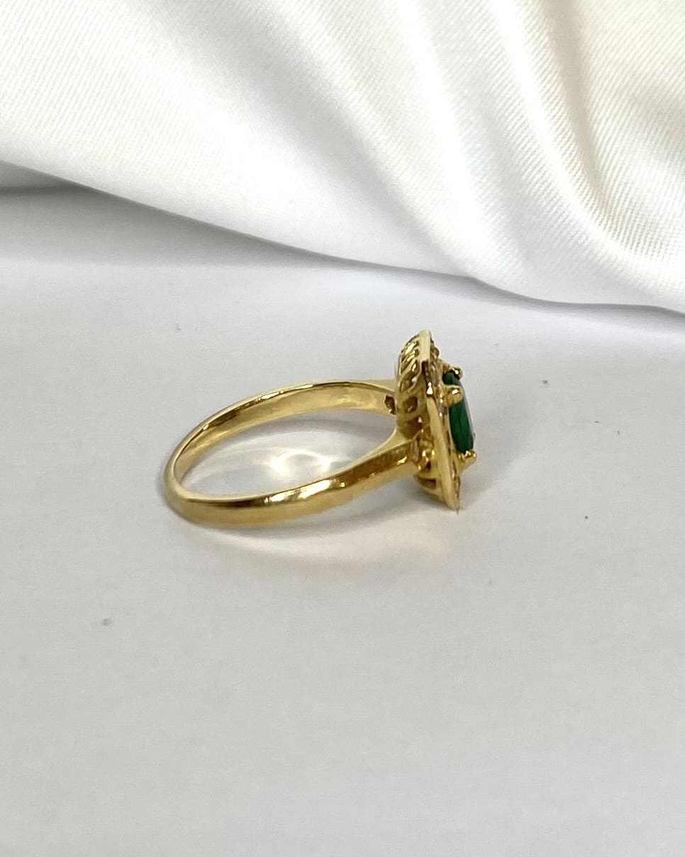 Bague Style Art Déco Émeraude 0.45 carat &amp; Diamants "Solène" - Elliade Paris