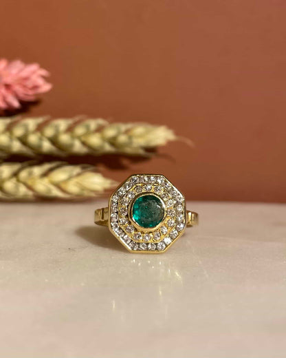 Bague Style Art - Déco Émeraude 0.55 carat &amp; 40 Diamants &quot;Élorine&quot; - Elliade Paris