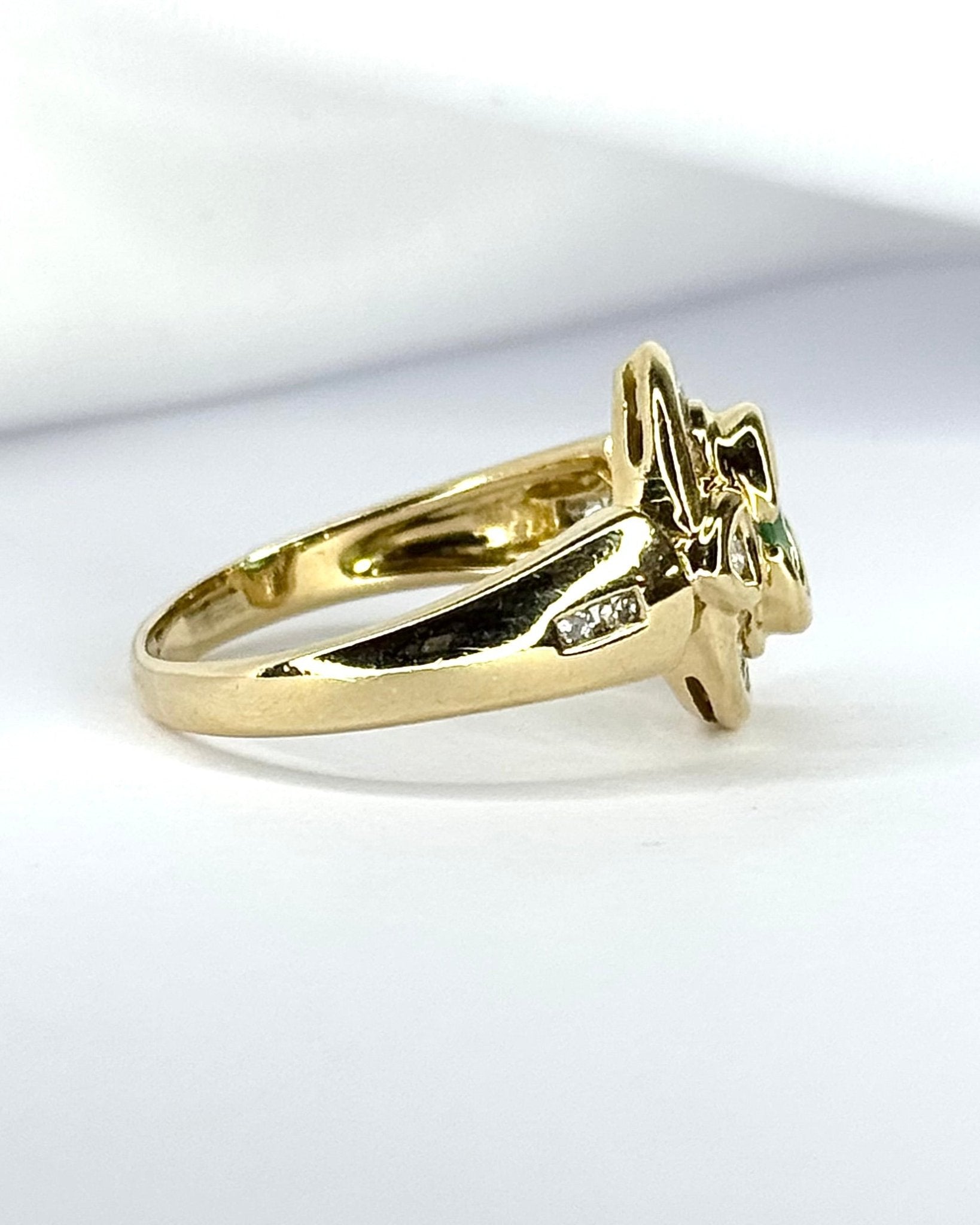 Bague Style Art-Déco Émeraude 0.55 carat &amp; Diamants 0.32 carat 5,32g "Justine" - Elliade Paris