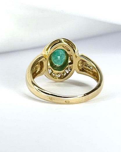 Bague Style Art-Déco Émeraude 0.55 carat &amp; Diamants 0.32 carat 5,32g "Justine" - Elliade Paris