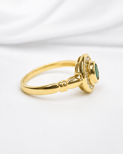 Bague Style Art-Déco Émeraude 0.70 carat &amp; Diamants "Célia" - Elliade Paris
