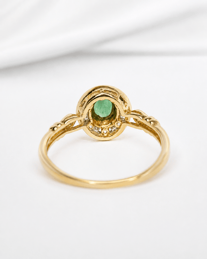 Bague Style Art-Déco Émeraude 0.70 carat &amp; Diamants "Célia" - Elliade Paris