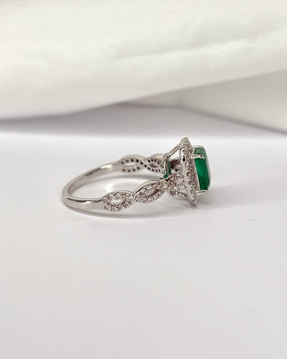 Bague Style Art déco Émeraude 1 carat &amp; 66 Diamants &quot;Nadège&quot; - Elliade Paris