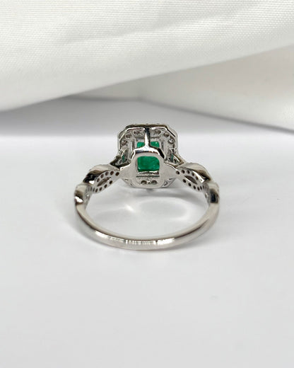 Bague Style Art déco Émeraude 1 carat &amp; 66 Diamants &quot;Nadège&quot; - Elliade Paris