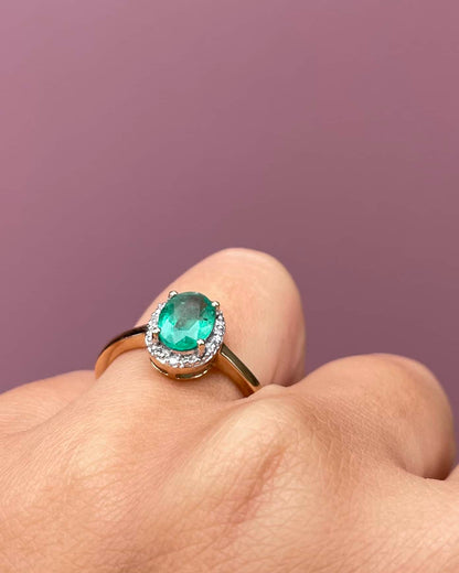 Bague Style Art - Déco Émeraude 1.40 carat &amp; Diamants &quot;Veronica&quot; - Elliade Paris