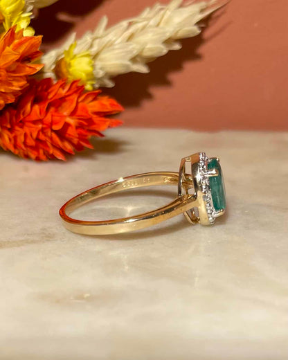 Bague Style Art - Déco Émeraude 1.40 carat &amp; Diamants &quot;Veronica&quot; - Elliade Paris