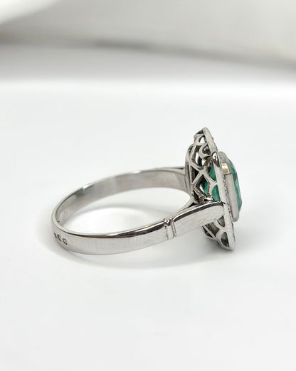 Bague Style Art Déco Émeraude 1.46 carat &amp; Diamants "Audrey" - Elliade Paris