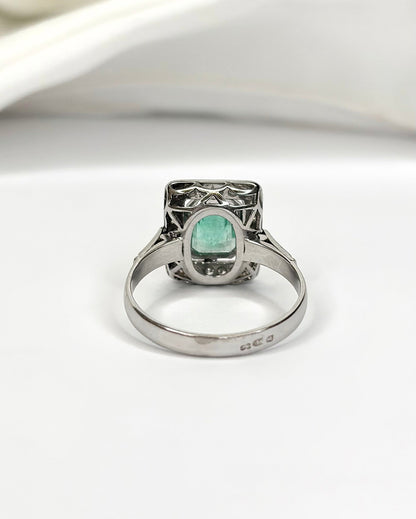 Bague Style Art Déco Émeraude 1.46 carat &amp; Diamants "Audrey" - Elliade Paris