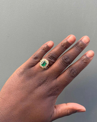 Bague Style Art - Déco Émeraude 1.50 carat &amp; Diamants &quot;Sofia&quot; - Elliade Paris