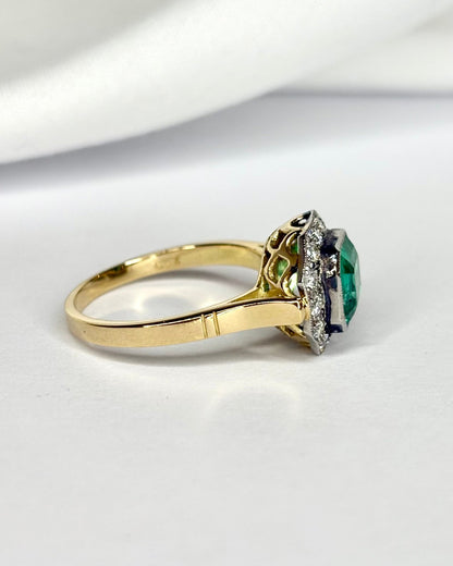 Bague Style Art Déco Émeraude 1.62 carat &amp; Diamants "Adina" - Elliade Paris