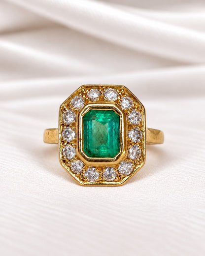Bague Style Art-Déco Émeraude 1.90 carat &amp; Diamants 1 carat 7,50g "Sandy" - Elliade Paris