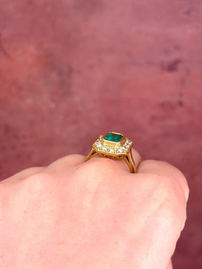 Bague Style Art-Déco Émeraude 1.90 carat &amp; Diamants 1 carat 7,50g "Sandy" - Elliade Paris
