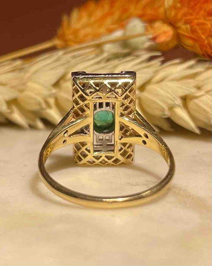 Bague style Art - déco émeraude &amp; 28 diamants &quot;Paz&quot; - Elliade Paris