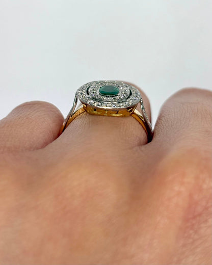 Bague Style Art Déco Émeraude &amp; 44 Diamants "Oxanna" - Elliade Paris