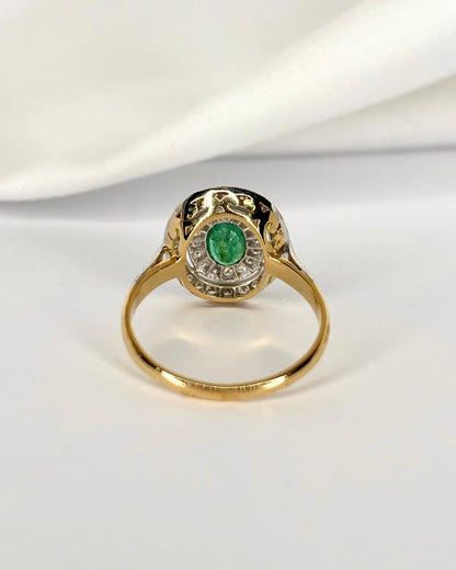Bague Style Art Déco Émeraude &amp; 44 Diamants "Oxanna" - Elliade Paris