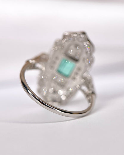 Bague Style Art-Déco Émeraude Colombienne 0.59 carat &amp; Diamants 0.93 carat "Minerva" - Elliade Paris