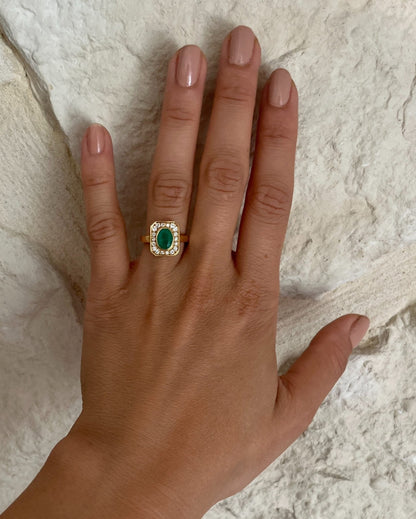 Bague style Art - déco émeraude &amp; diamants &quot;Capri&quot; - Elliade Paris