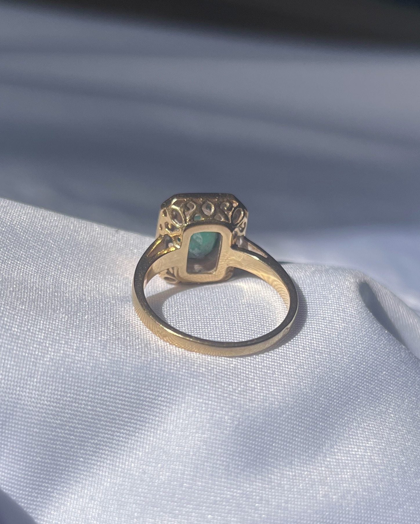 Bague style Art - déco émeraude &amp; diamants "Capri" - Elliade Paris