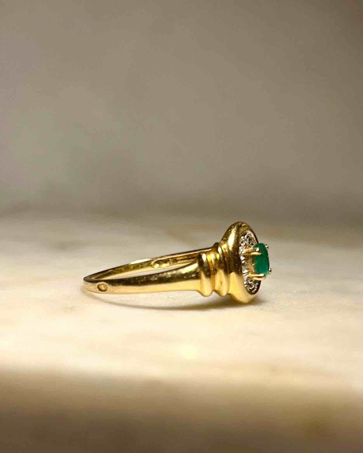Bague style Art déco Emeraude &amp; Diamants &quot;Cléo&quot; - Elliade Paris