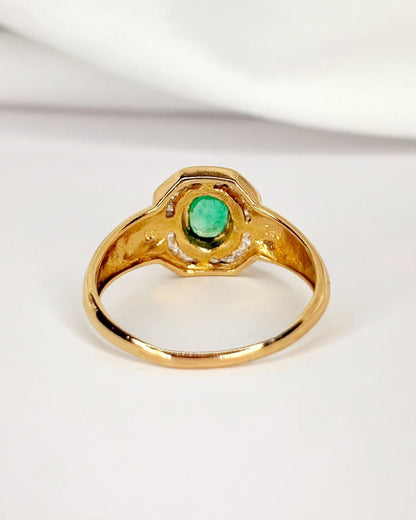 Bague Style Art-Déco Émeraude &amp; Diamants "Eva" - Elliade Paris