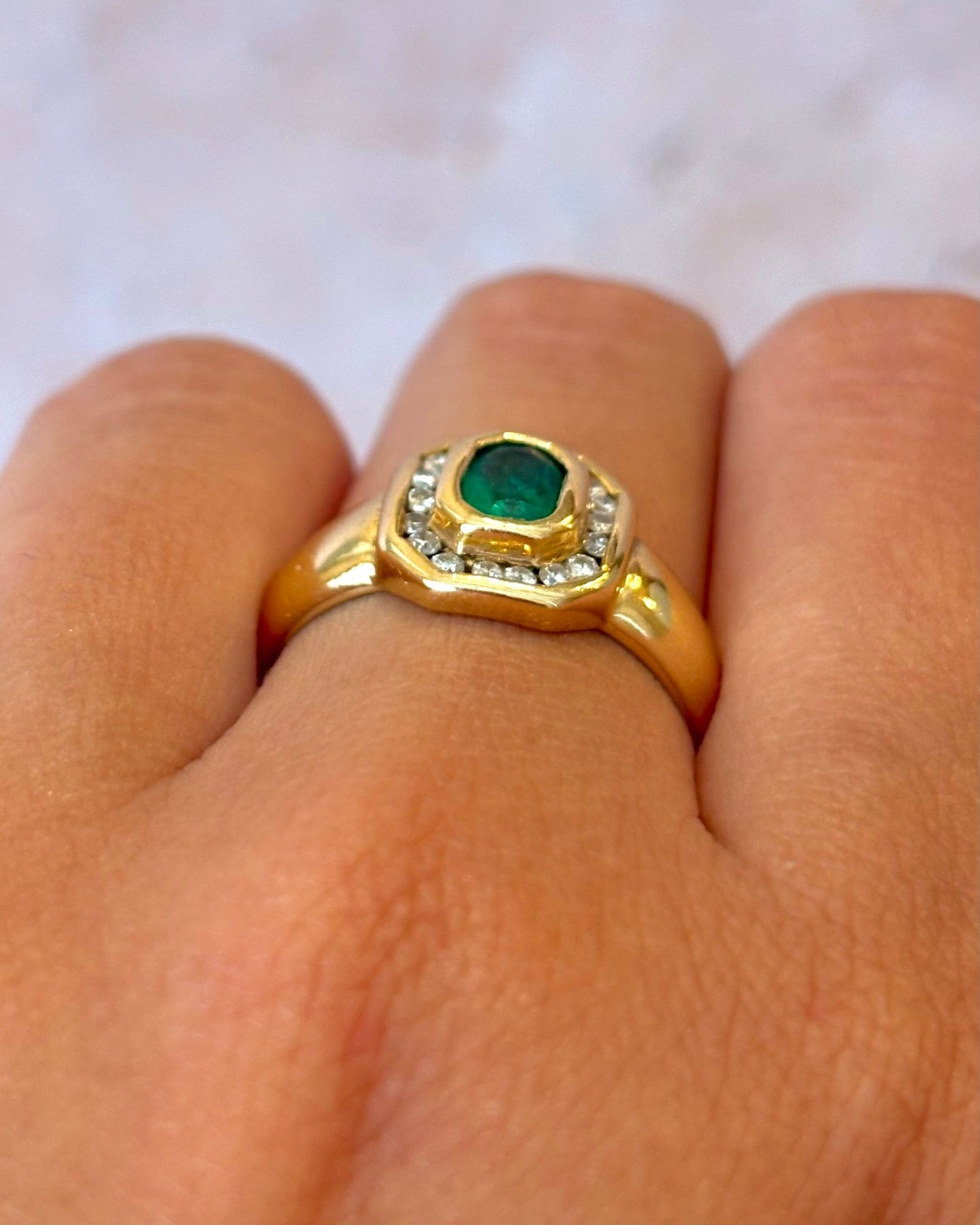 Bague Style Art-Déco Émeraude &amp; Diamants "Eva" - Elliade Paris
