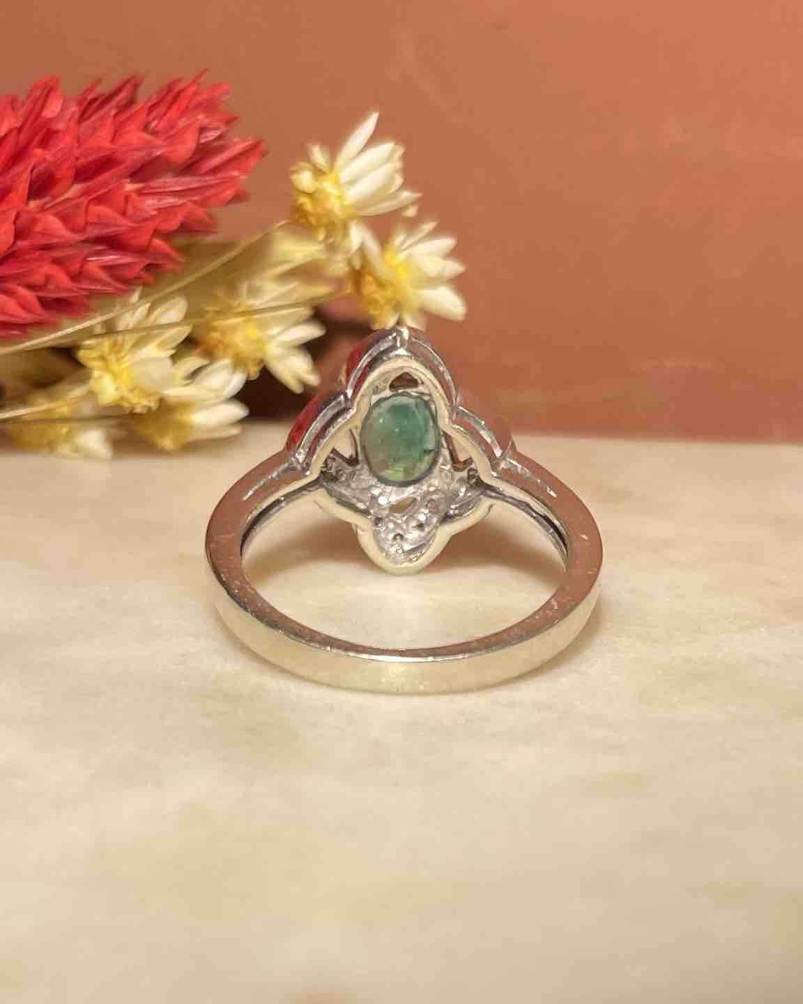 Bague Style Art - Déco Émeraude &amp; Diamants "Fanny" - Elliade Paris