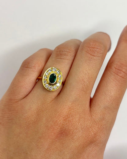 Bague Style Art Déco Émeraude &amp; Diamants "Federica" - Elliade Paris