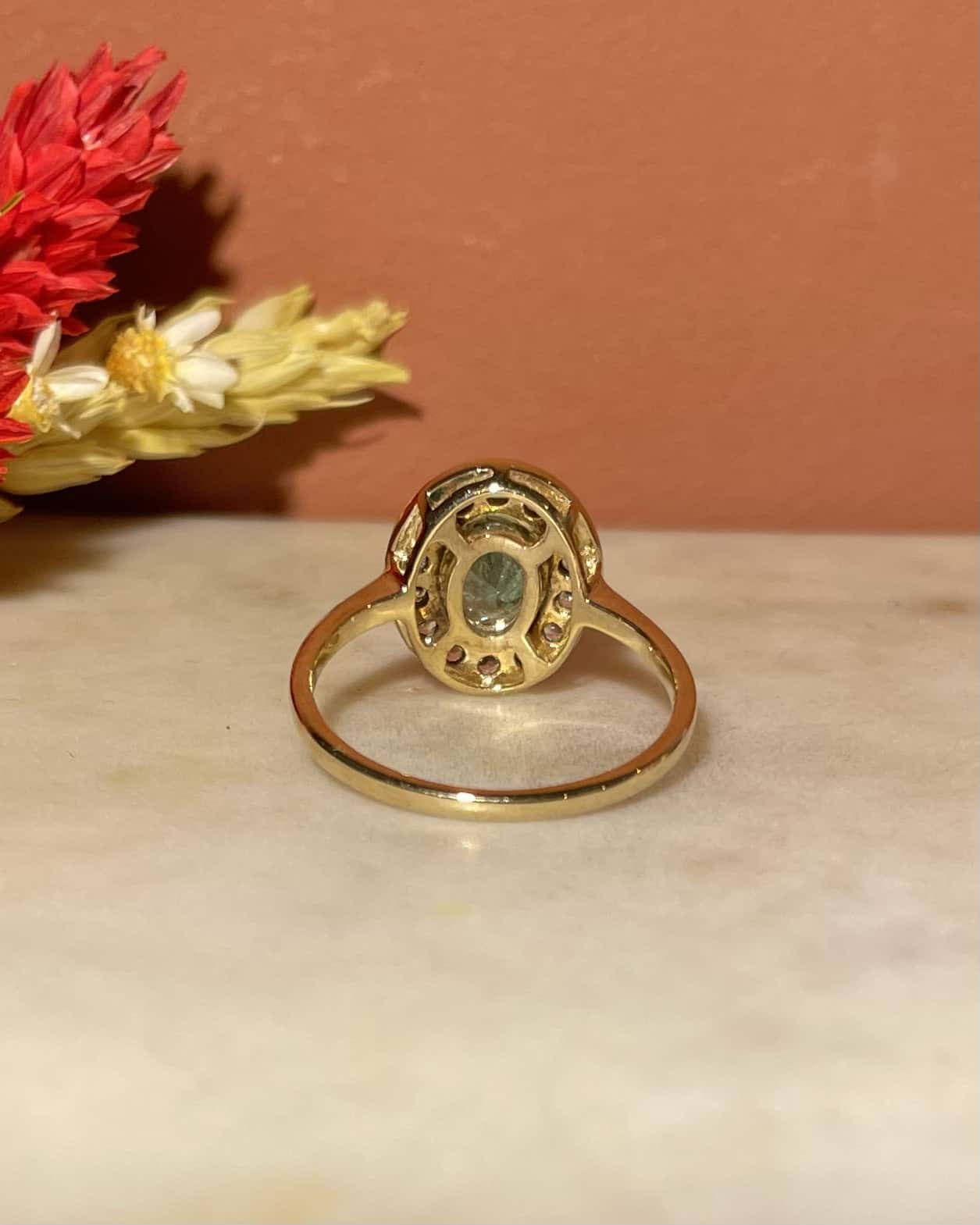Bague style Art - Déco émeraude &amp; diamants &quot;Hélia&quot; - Elliade Paris