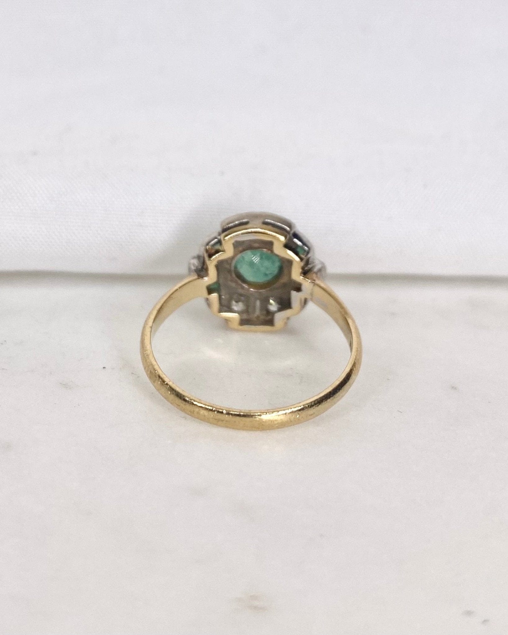 Bague Style Art Deco Émeraude &amp; Diamants "Jane" - Elliade Paris