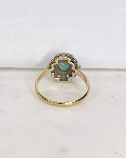 Bague Style Art Deco Émeraude &amp; Diamants &quot;Jane&quot; - Elliade Paris