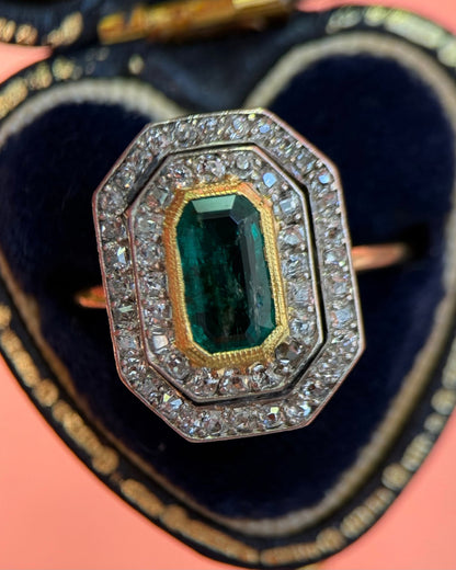 Bague Style Art-Déco Émeraude &amp; Diamants "Lynsey" - Elliade Paris