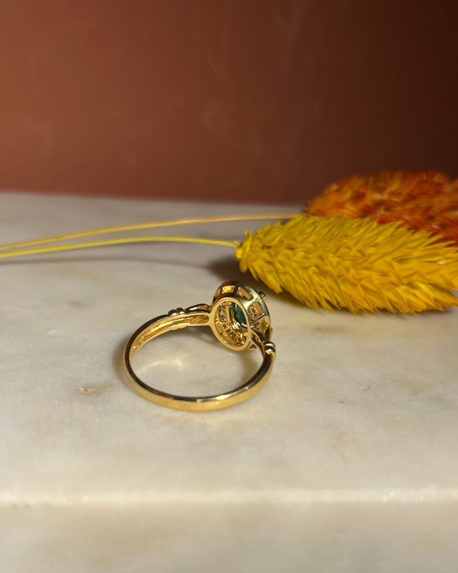 Bague style Art déco Emeraude &amp; Diamants "Reina" - Elliade Paris