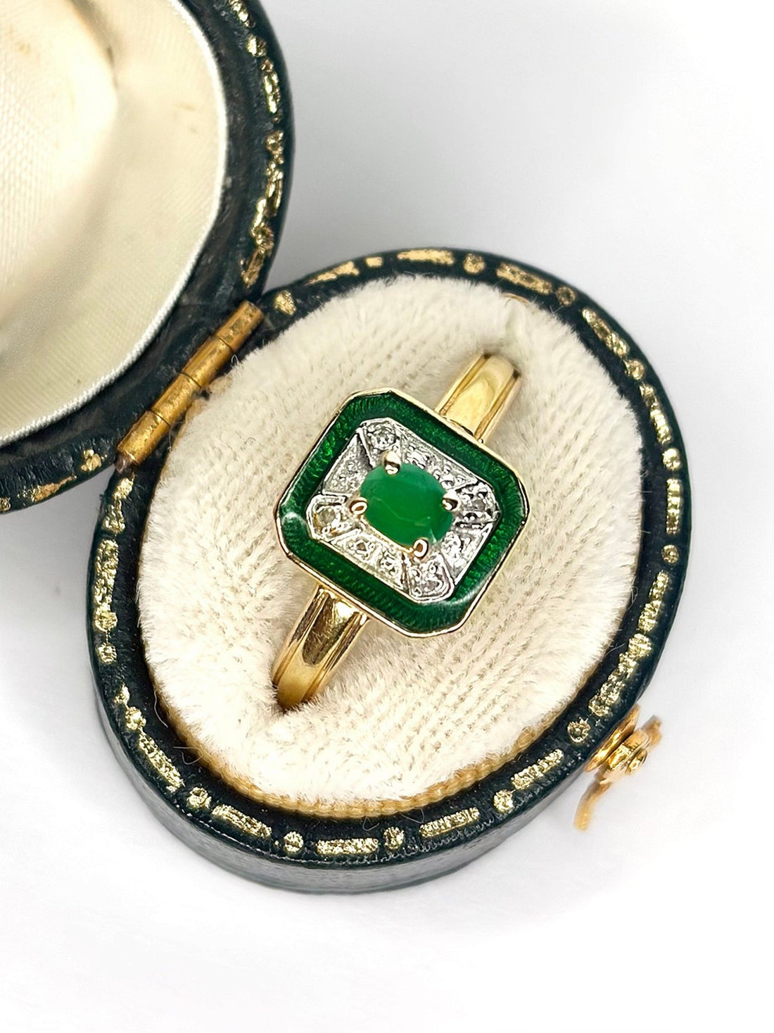 Bague Style Art - Déco Émeraude &amp; Diamants "Roberta" - Elliade Paris