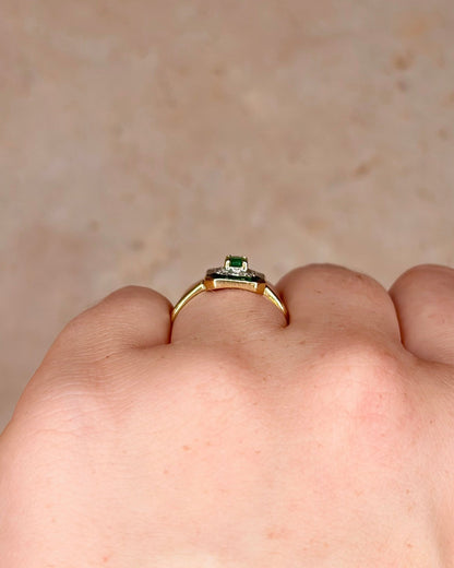Bague Style Art - Déco Émeraude &amp; Diamants "Roberta" - Elliade Paris