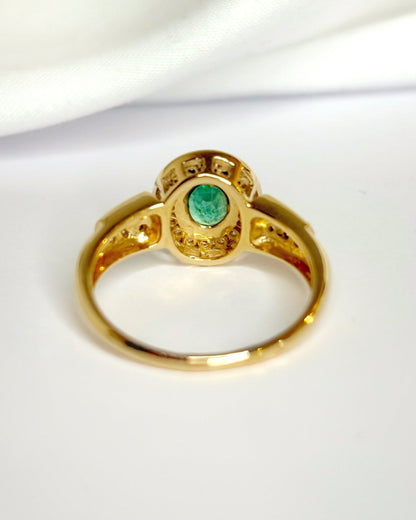 Bague Style Art-Déco Émeraude &amp; Diamants "Rozanne" - Elliade Paris