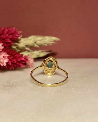 Bague Style Art - Déco Émeraude &amp; Diamants &quot;Victorya&quot; - Elliade Paris