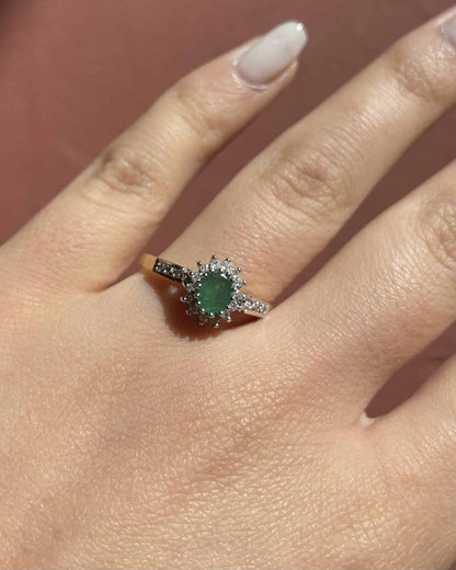 Bague Style Art - Déco Émeraude &quot;Emeline&quot; - Elliade Paris