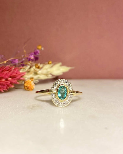 Bague Style Art - Déco Émeraude &quot;Emeline&quot; - Elliade Paris