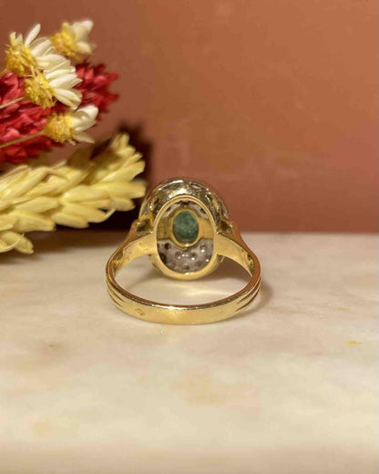 Bague style Art - déco Emeraude et 22 Diamants &quot;Orlane&quot; - Elliade Paris