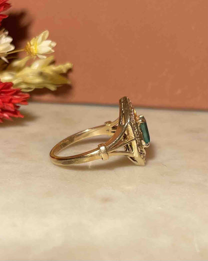 Bague style Art - déco Emeraude et Diamants &quot;Parker&quot; - Elliade Paris
