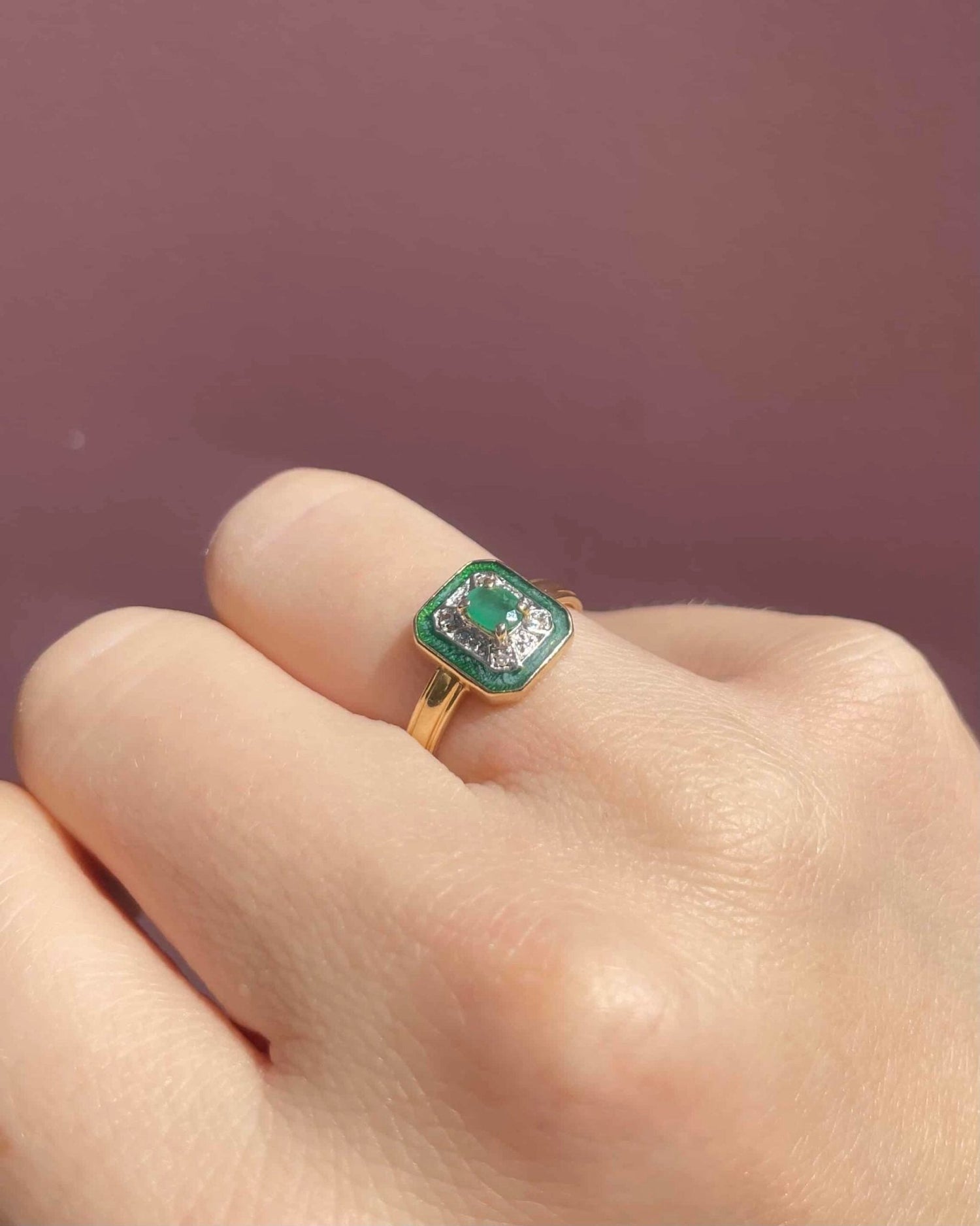 Bague Style Art - Déco Émeraude et Diamants &quot;Roberta&quot; - Elliade Paris