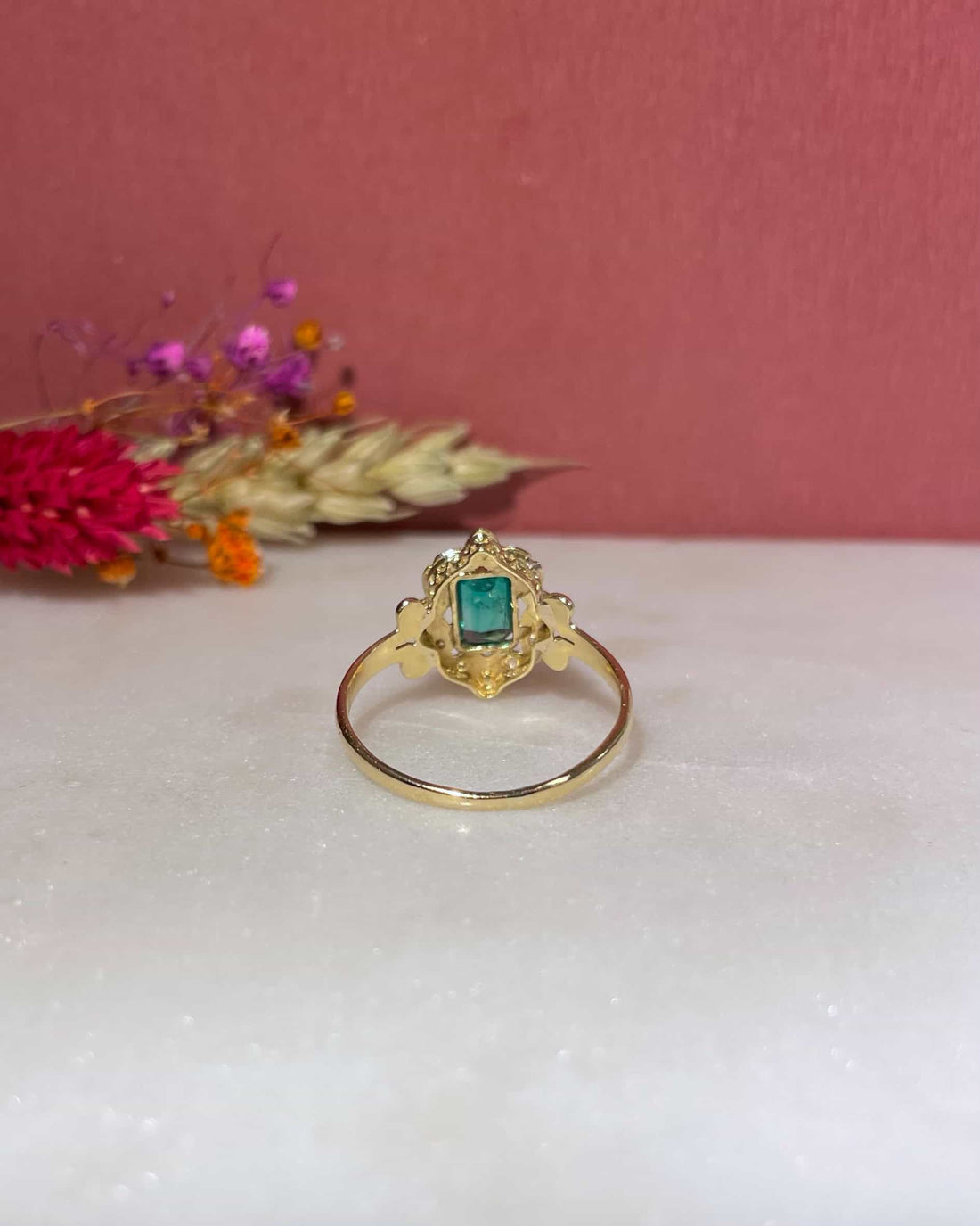 Vintage Art Deco Emerald &amp;amp; Diamond &quot;Persia&quot; Ring