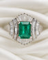 Bague Style Art-Déco Émeraude Zambienne 0.69 carat & Diamants 0.73 carat "Roja" - Elliade Paris