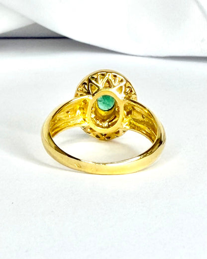 Bague Style Art - Déco Émeraudes 0.50 carat &amp; 16 Diamants "Diana" - Elliade Paris