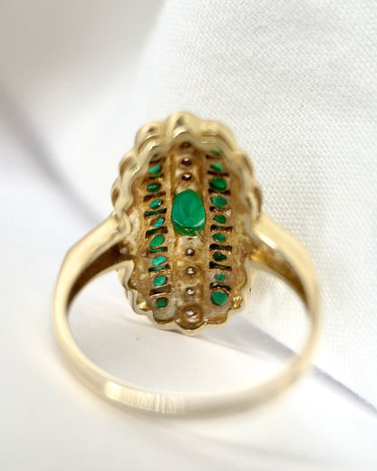 Bague Style Art-Déco Émeraudes 1.09 carat &amp; Diamants "Johanna" - Elliade Paris