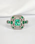 Bague Style Art - Déco Émeraudes Colombiennes & Diamants "Paola" - Elliade Paris